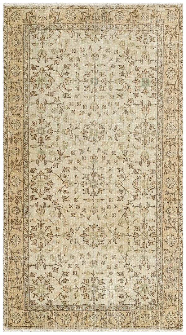 Anatolian hand weaving brown flowering pattern hand weaving carpet-115x203