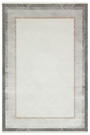 CREAM GREAY Shiny Textured Modern Pattern and Colorful Metallic Luminous Machine Carpet