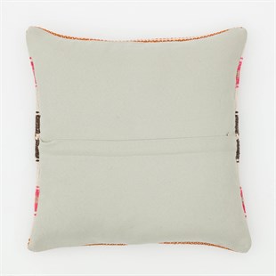 Hand Woven White Colour Pink Brown Lining Pillow Cover