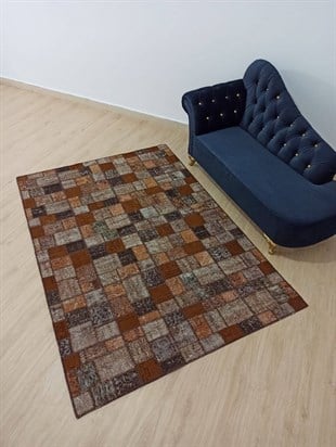 Brown Patchwork Carpet-170x240