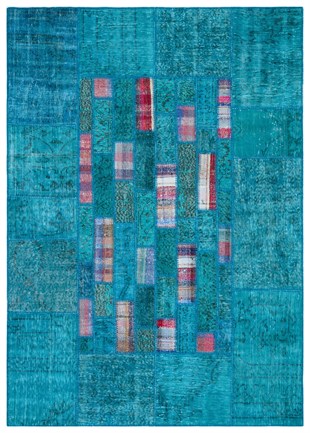 Turquoise color Anatolian rug mixture hand weaving 170x240