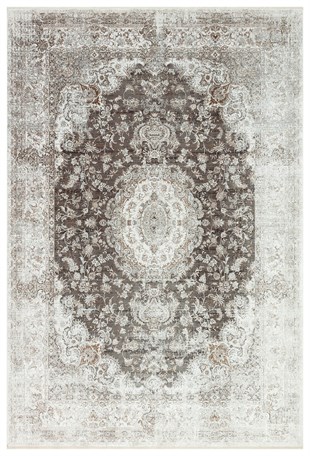 Gray Beige Belly Pattern Silk Natural Bamboo Carpet -200x300