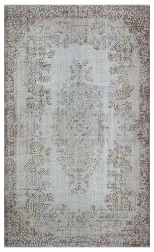 Light blue color vintage hand weaving carpet 188x311 cm