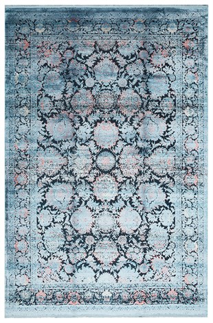 Turkuz color flowering pattern silk bamboo carpet -200x300