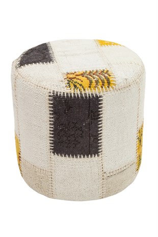 Beige hemp yellow gray carpet hand weaving woolen puff-40x40