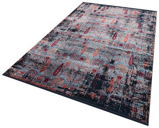 Black Color Red Network Pattern Silk Natural Bamboo Carpet -200x300