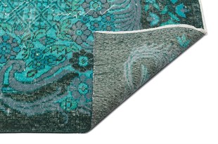 Turquoise color vintage hand weaving carpet 162x292 cm