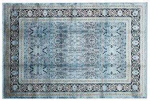 Ice Blue Color Framed Pattern Silk 100% Natural Bamboo Carpet-200x300