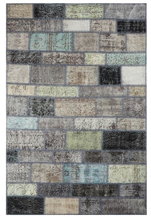 Gray Tones Color Patchwork Hand Woven Carpet 120x180