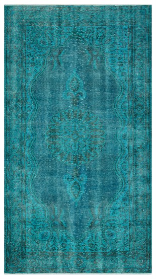 Turquoise color belly vintage carpet-142x258