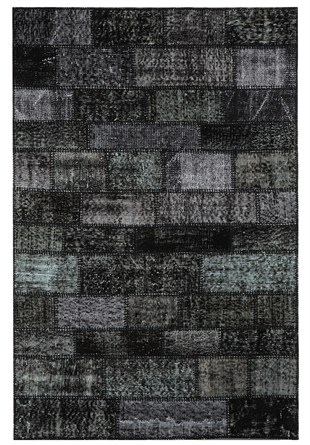Black Patchwork Hand Woven Carpet 120x180