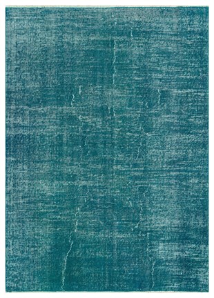 Unique hand weaving turquoise color turkish vintage carpet-147x203
