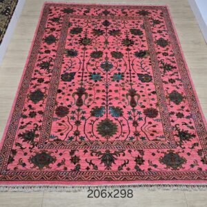 El Dokuma Afgan Sultani Halı Pembe Renk 206x298 cm
