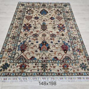 Gri Renk El Dokuma Afgan Sultani Halı 148x198 cm